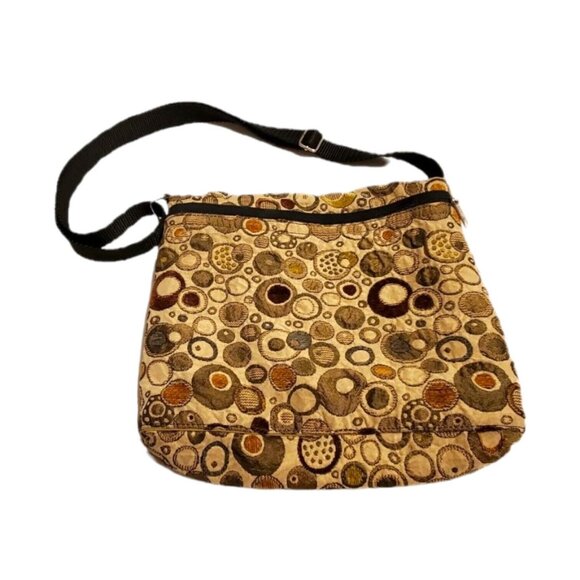 Buttonwood Designs Crossbody Messenger Bag Purse Polkadot Green Brown Tapestry - Picture 11 of 11